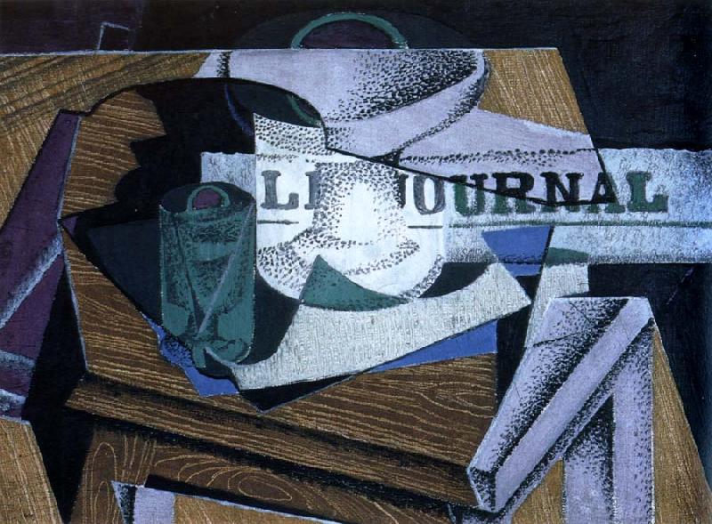 Juan Gris fruit dish ,book ,and newspaper oil painting image